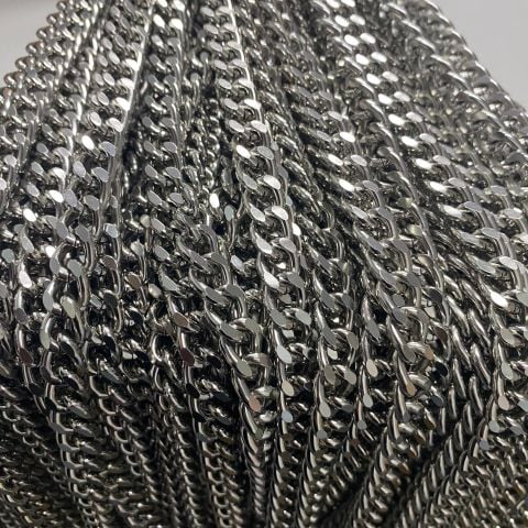 Dây xích metal shoulder strap iron chain belt for bag/ Golden Metal Chains For Purse Strap Chain with Clasp nhôm không gỉ JR bản ngang 10mm - Phụ kiện làm túi xách - Phân khúc trung cao cấp mạ bóng đẹp - Bạc