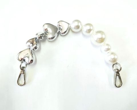 Dây xích metal shoulder strap iron chain belt for bag/ Golden Metal Chains For Purse Strap Chain with Clasp/Xích Fs Ngọc Trai Kèm Móc khóa 2 đầu dùng làm quai đeo túi xách - Màu Bạc