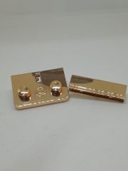 Mặt Khóa Túi Xách/Khóa Túi Xách/Phụ Kiện Khóa Kim Loại Cho Túi/Mặt Khóa Clutch/Khóa Cài/handbag Twist Lock/Mặt Khóa Chữ Nhật Có 2 Nút Tròn (chi tiết đi kèm là HCN trơn) JR Kích Thước 30x45mm Nặng 31g Bóng Đẹp Hợp Kim Không Gỉ Phụ Kiện Túi - Màu Vàng