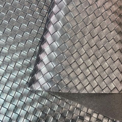 Da PVC/PU Đan FS Kẻ Ô To 22mm Dày 1.0-1.1mm  Làm Giày Dép Ba Lô Túi Xách Chống Thấm Nước Chống Xước Tốt - Màu Đen No01
