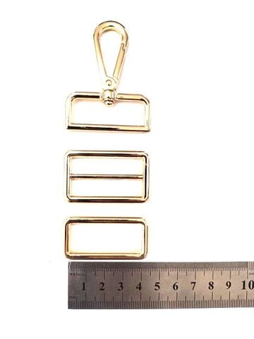 Set phụ kiện dây quai phụ kiện túi xách gồm Móc khóa Tăng giảm Khoen chữ nhật 32mm-38mm mạ đẹp phân khúc trung cao cấp