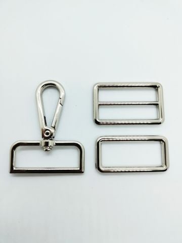 Set combo phụ kiện dây quai 38mm (gồm 2 móc càng cua đuôi vuông 38mm + 1 tăng giảm 38mm đúc liền ) mạ bóng đẹp - Vàng 18k
