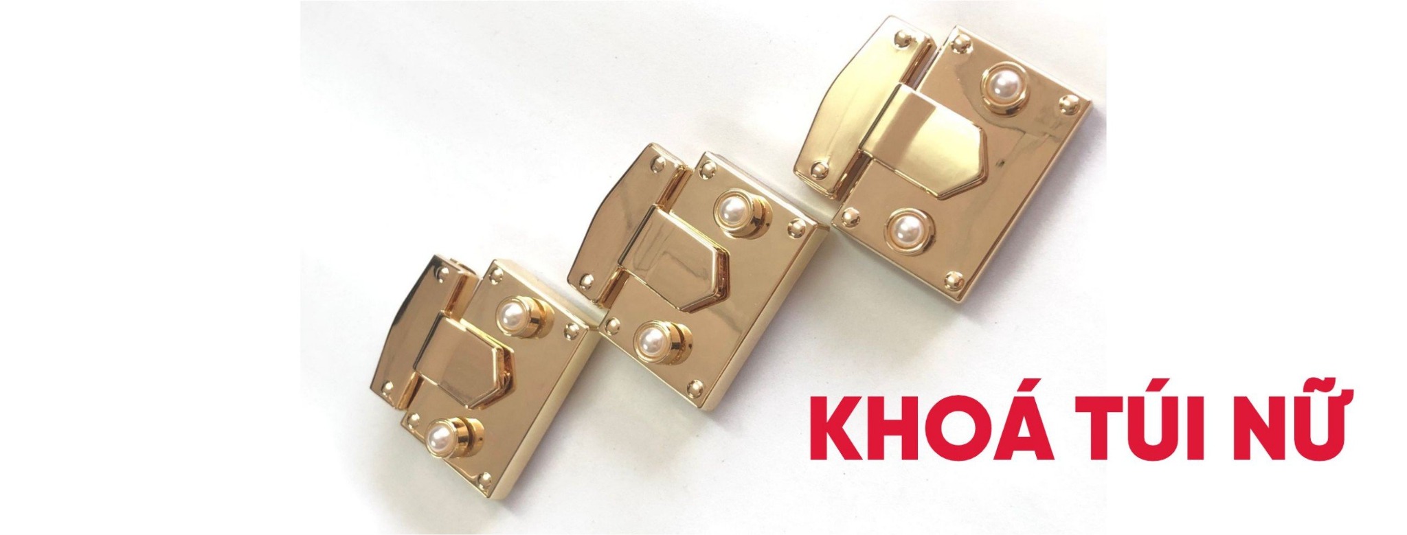 Mặt Khóa Túi Xách/Khóa Túi Xách/Khóa Túi/Phụ Kiện Khóa Kim Loại Cho Túi/Mặt Khóa Cặp-Túi-Clutch/Khóa Cài Handbag Turn Locks/ handbag Twist Lock/Mặt Khóa Hình Chữ Nhật FS Có Nút Ngọc Trai Mạ Bóng Đẹp Hợp Kim Không Gỉ Phụ Kiện Túi Xách Nữ - Màu Vàng