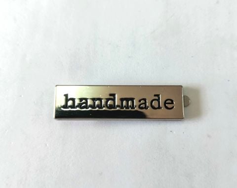 Mác Fs Chữ 'Handmade' Hình Chữ Nhật dùng làm logo trên túi ví da handmade túi len sợi DIY - Màu Bạc