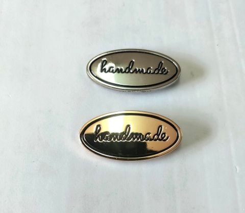 Mác Fs Chữ 'Handmade' Hình Oval dùng làm logo trên túi ví da handmade túi len sợi DIY - Màu Vàng