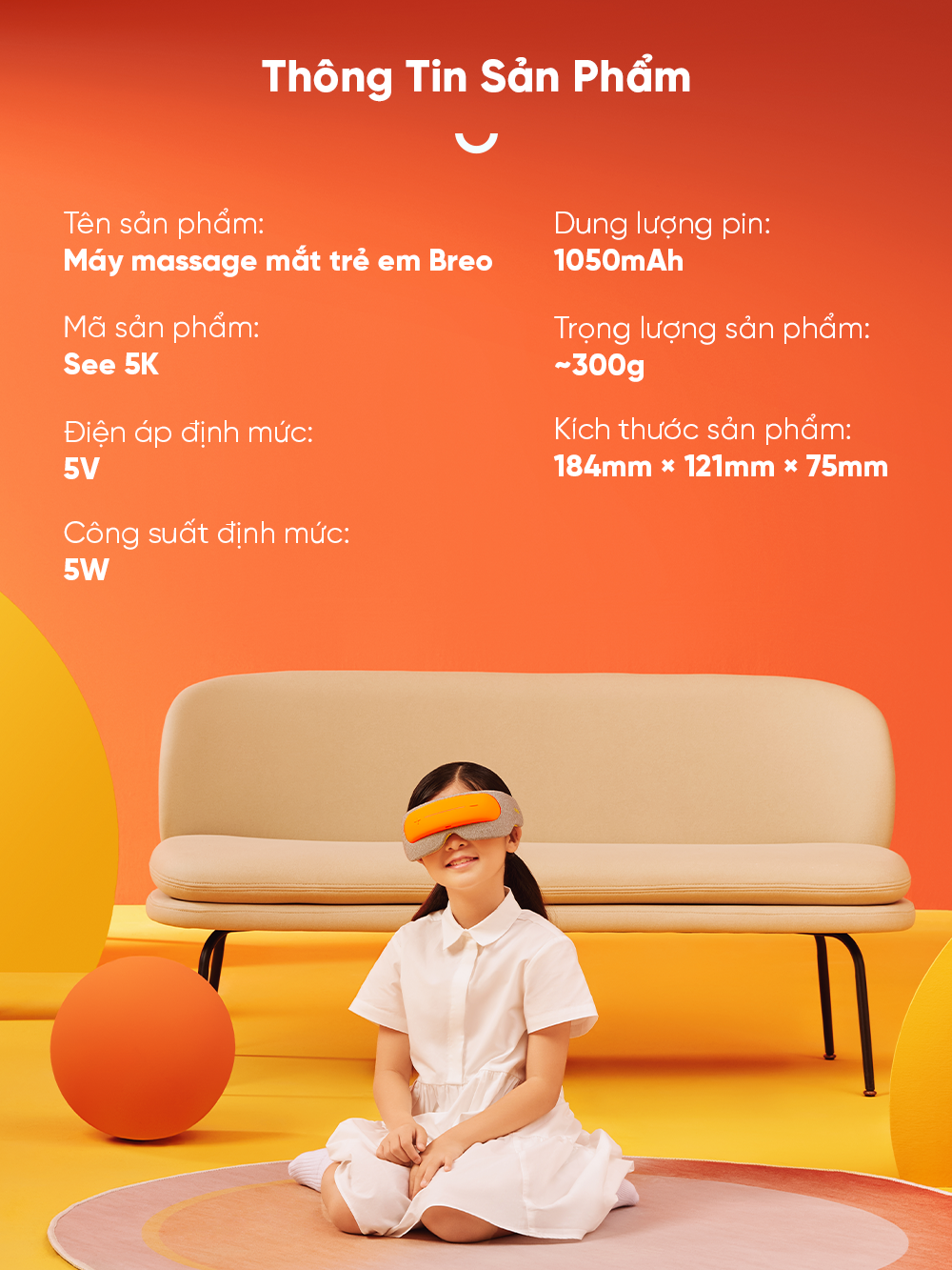  Kính Massage Mắt Trẻ Em Breo See 5K 