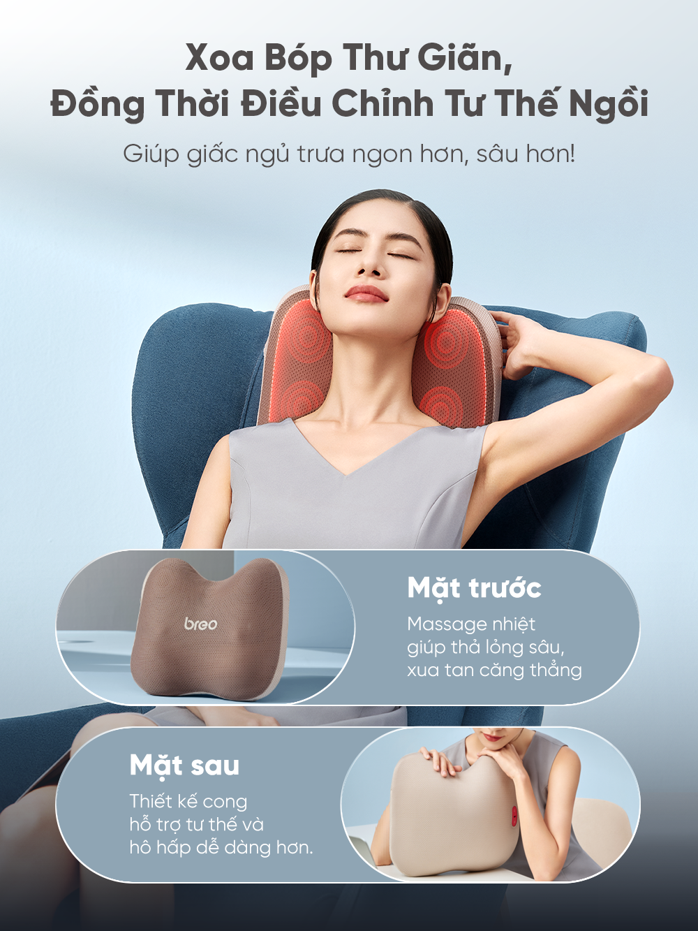  Gối Massage Lưng & Thắt Lưng Breo Back 2 