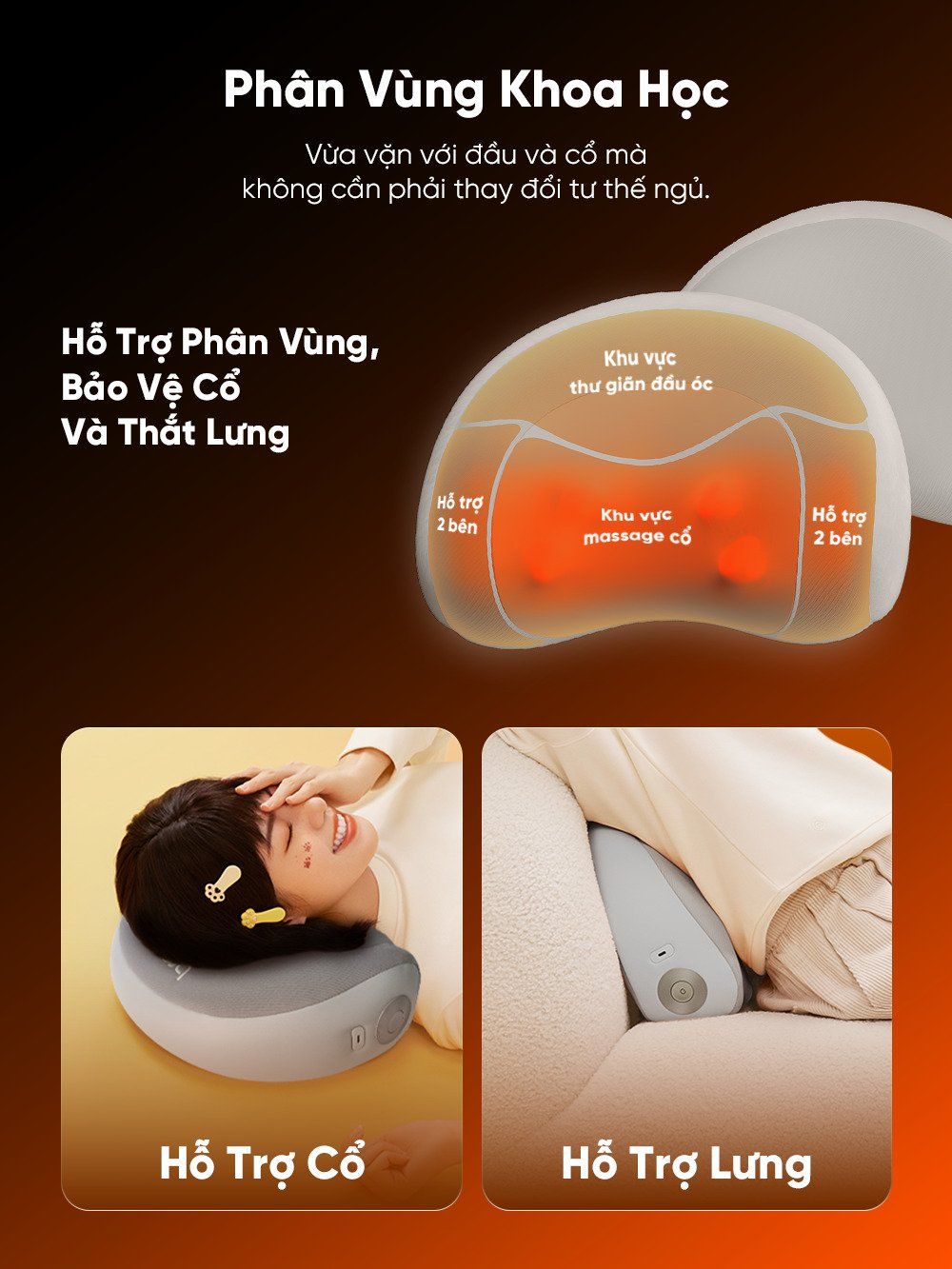  Gối Massage Cổ Và Lưng Đa Năng Breo P2 - Đấm Bóp Làm Nóng - 4 Cách Sử Dụng 
