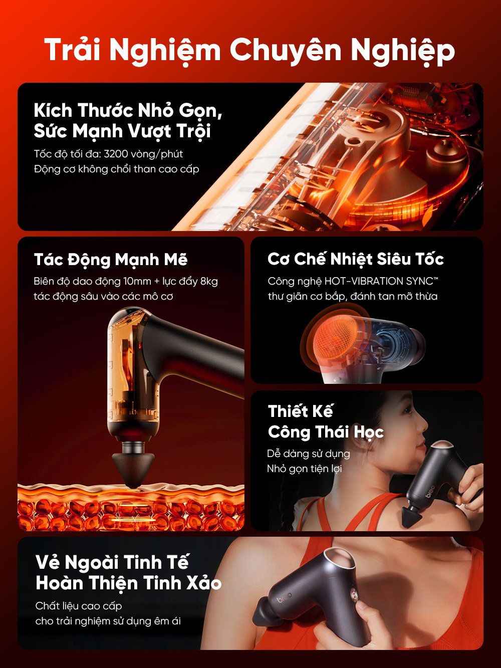  Súng Massage Breo Lucky 7 - Liệu Pháp Nhiệt Phục Hồi Cơ Bắp - Động Cơ Không Chổi Than Mạnh Mẽ 