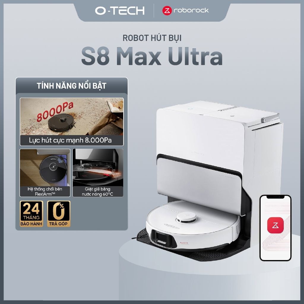  Robot Hút Bụi Lau Nhà Roborock S8 Max Ultra 