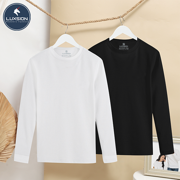Áo Thun Cotton Nam Trắng Cổ Tim Luxsion Basic