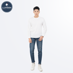Áo Thun Cotton Nam Trắng Cổ Tim Luxsion Basic