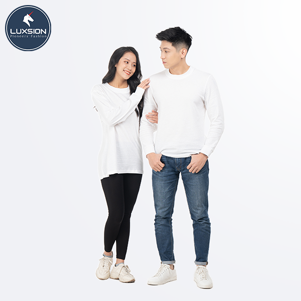 Áo Thun Cotton Nam Trắng Cổ Tròn Luxsion Basic