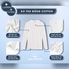 Áo Thun Cotton Nam Trắng Cổ Tim Luxsion Basic