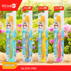 Bàn Chải Đánh Răng Cho Bé Kids Cat - Nano Gold Siêu Mịn Vistar