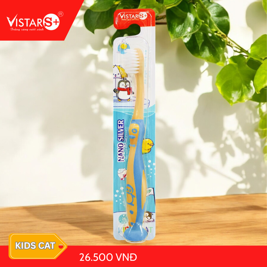 Bàn Chải Đánh Răng Cho Bé Kids Cat - Nano Silver Siêu Mịn Vistar