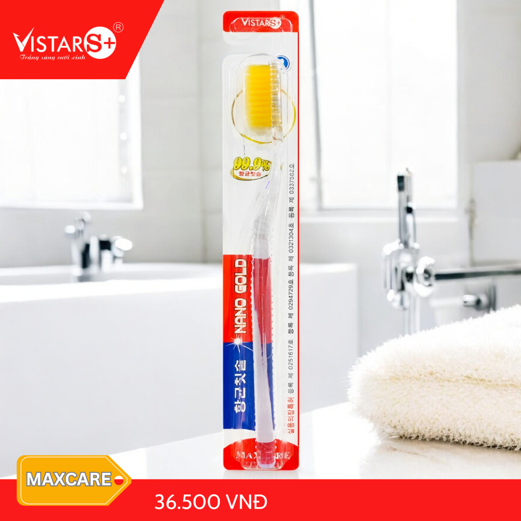 Bàn Chải Đánh Răng Maxcare - Nano Gold Mềm Mại Vistar