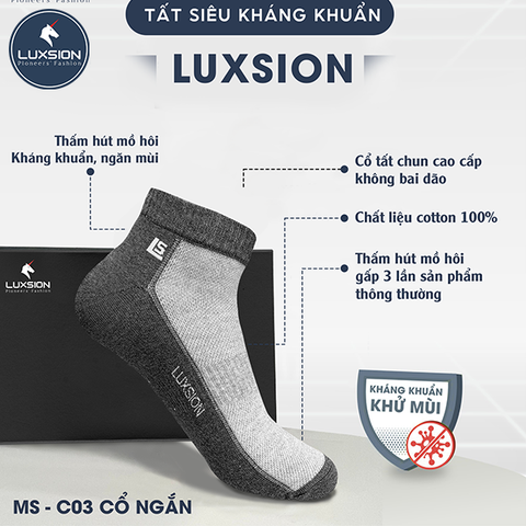Tất Thể Thao Nam Luxsion Cổ Ngắn Đón Gót