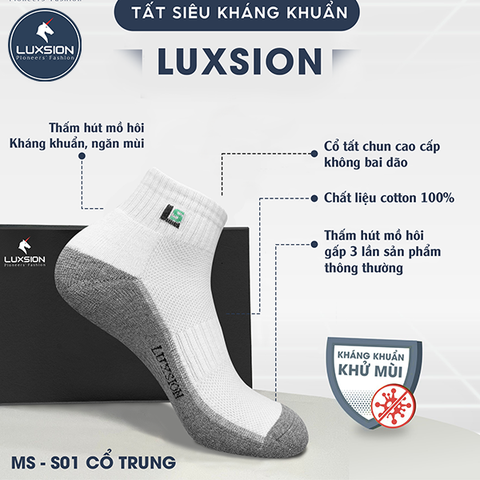 Tất Thể Thao Nam Luxsion Cổ Trung Thoáng Khí