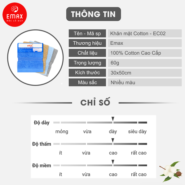 Khăn Mặt Cotton Cao Cấp Emax ECO2