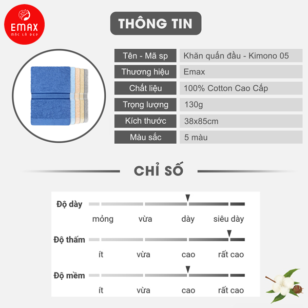 Khăn Quấn Đầu Cotton Emax Kimono 05