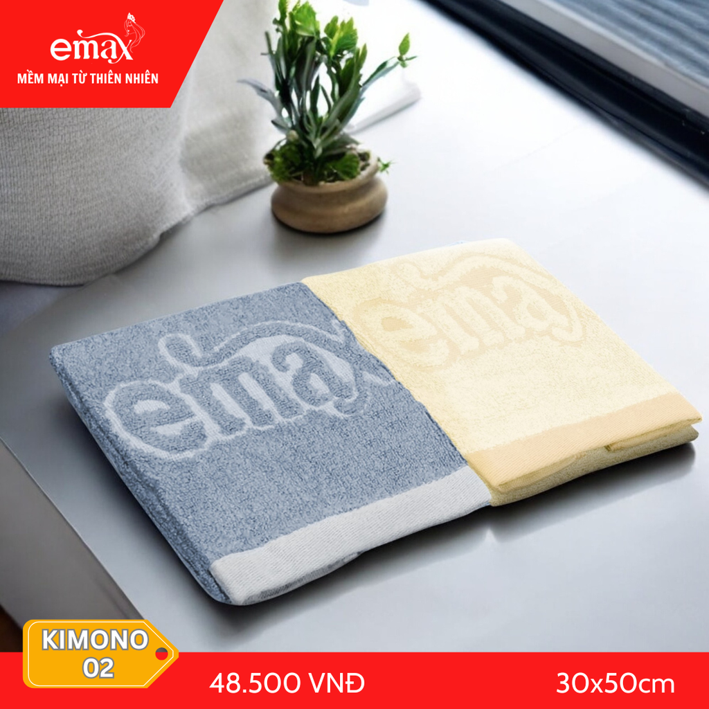 Khăn Mặt Cotton Sợi Tre, Gỗ Sồi Emax Kimono 02