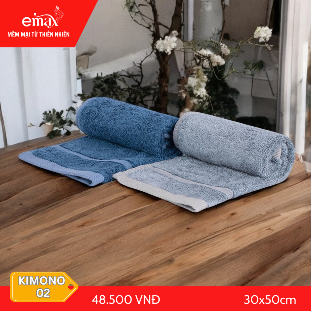 Khăn Mặt Cotton Sợi Tre, Gỗ Sồi Emax Kimono 02