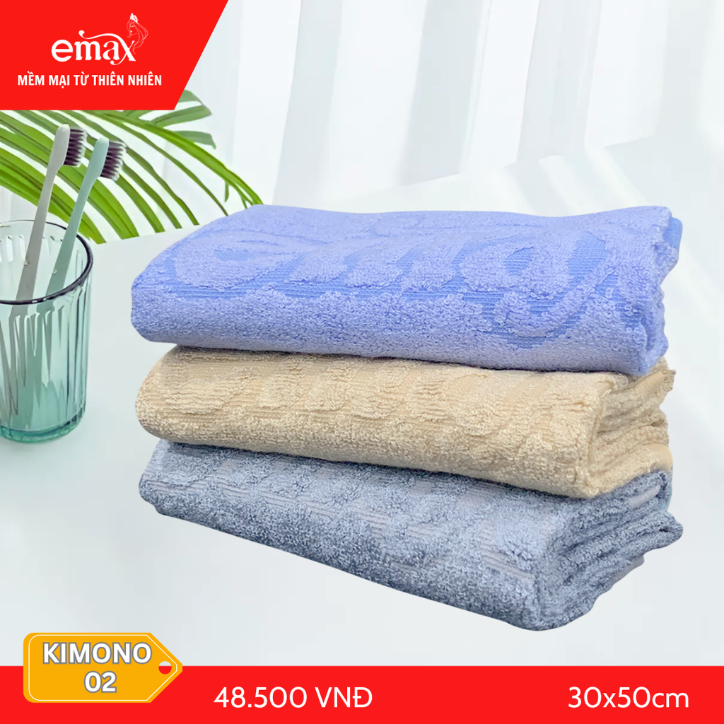 Khăn Mặt Cotton Sợi Tre, Gỗ Sồi Emax Kimono 02