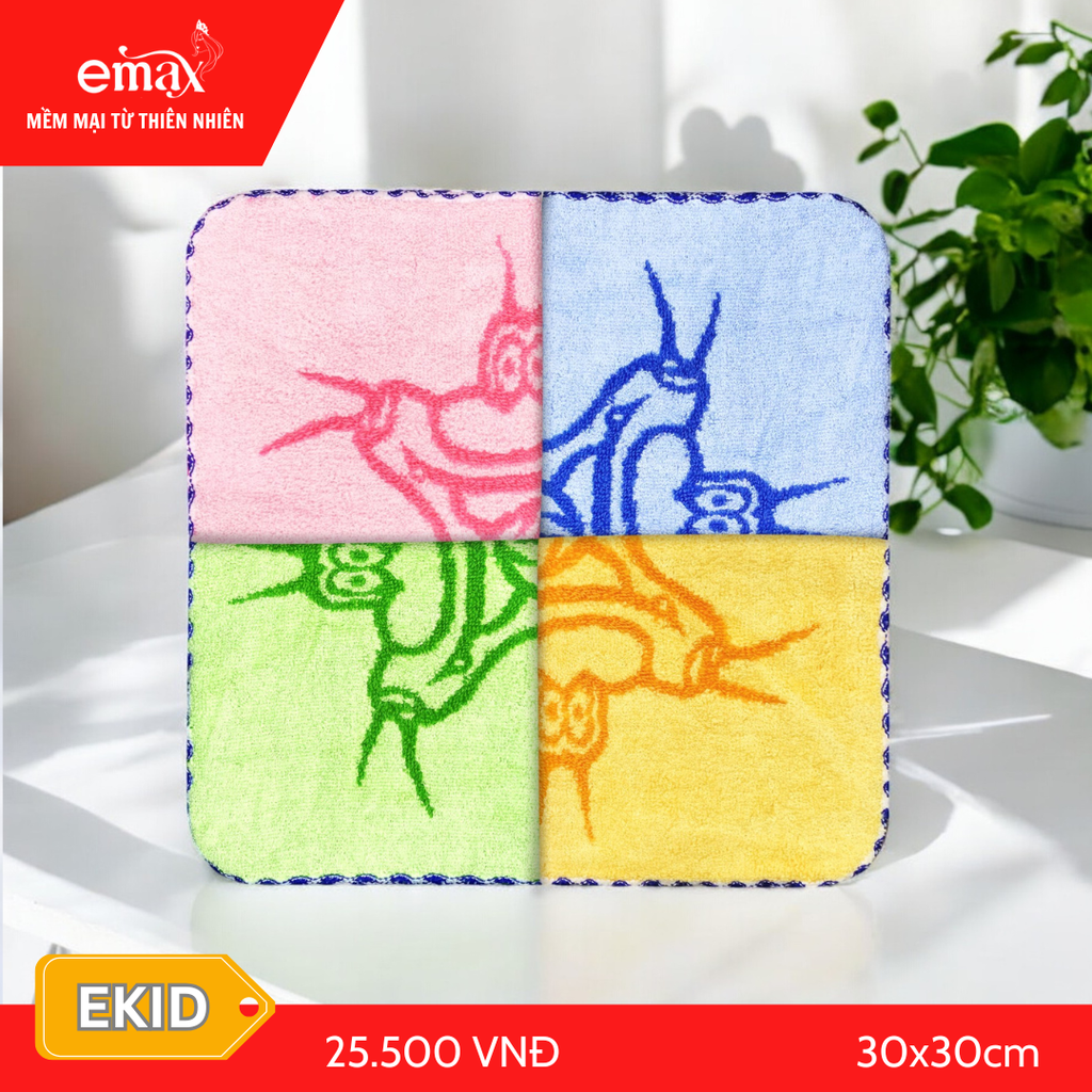 Khăn mặt cotton trẻ em cao cấp Emax Ekids