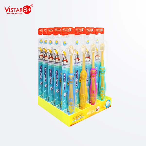 Bàn Chải Đánh Răng Cho Bé Kids Cat - Nano Silver Siêu Mịn Vistar