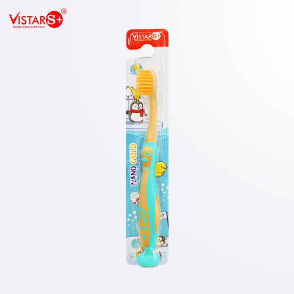 Bàn Chải Đánh Răng Cho Bé Kids Cat - Nano Gold Siêu Mịn Vistar