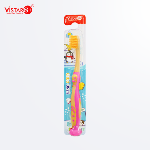 Bàn Chải Đánh Răng Cho Bé Kids Cat - Nano Gold Siêu Mịn Vistar
