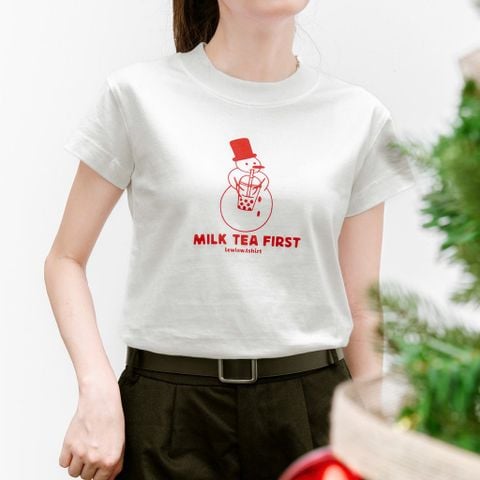  Milk Tea First Trắng T-shirt 