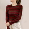 Long Sleeve Crop Top Đen Kẻ Đỏ