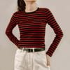 Long Sleeve Crop Top Đen Kẻ Đỏ