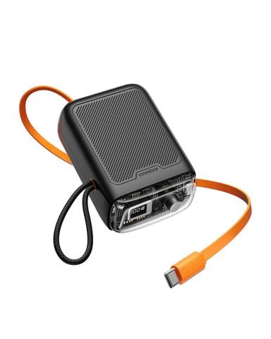 Sạc dự phòng kèm dây cáp USB-C 60cm TransiMini FlexCharge Retractable 30W, 10000mAh