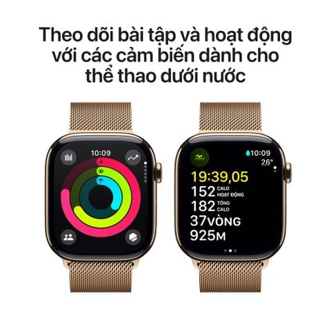 Apple Watch Series 10 GPS + Cellular 42mm Gold Titanium Case with Gold Milanese Loop