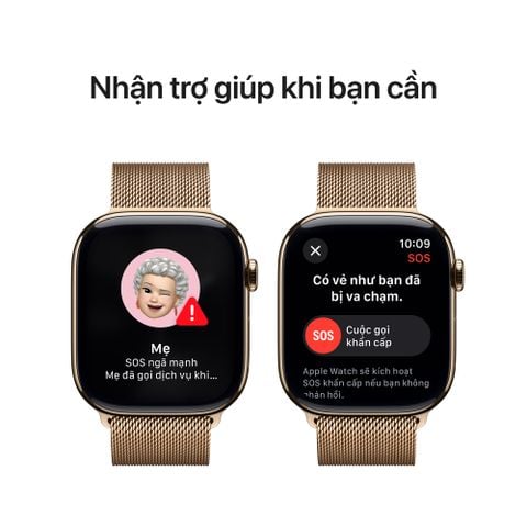 Apple Watch Series 10 GPS + Cellular 42mm Gold Titanium Case with Gold Milanese Loop