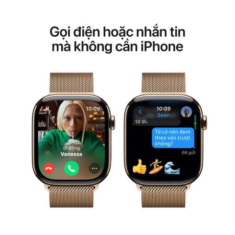 Apple Watch Series 10 GPS + Cellular 42mm Gold Titanium Case with Gold Milanese Loop