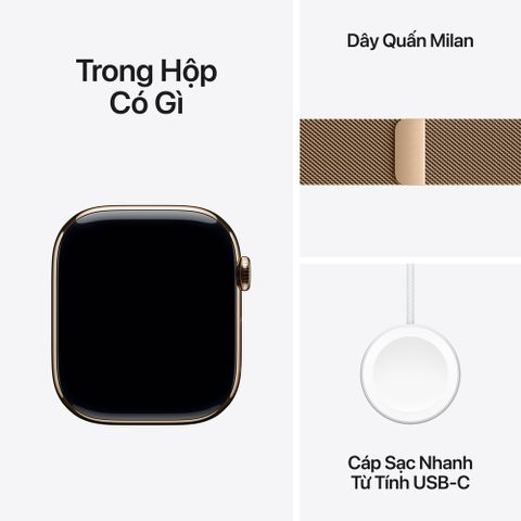 Apple Watch Series 10 GPS + Cellular 46mm Gold Titanium Case with Gold Milanese Loop - S/M