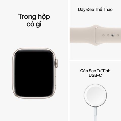 Apple Watch SE GPS 44mm Starlight Viền Aluminium Dây Starlight Sport Band