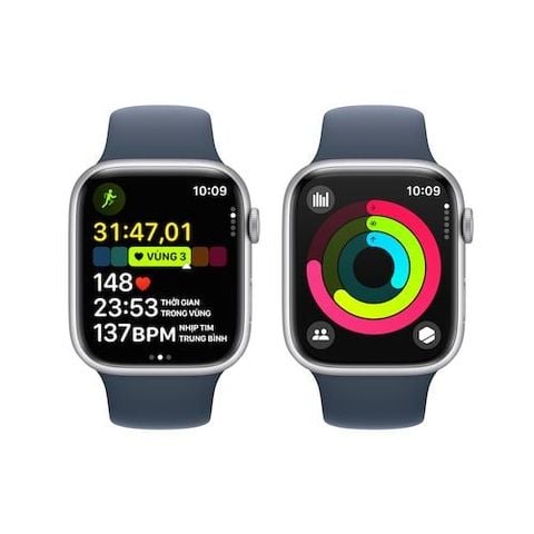 Apple Watch Series 9 GPS 45mm Silver Viền Aluminium Dây Storm Blue Sport Band - M/L