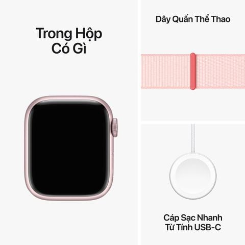 Apple Watch Series 9 GPS 41mm Pink Viền Aluminium Dây Light Pink Sport Loop