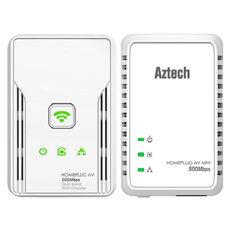 Aztech Homeplug AV Ethernet Adapter + WiFi Extender HL113E + HL113EW