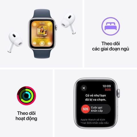 Apple Watch SE GPS 44mm Midnight Viền Aluminium Dây Midnight Sport Band - M/L