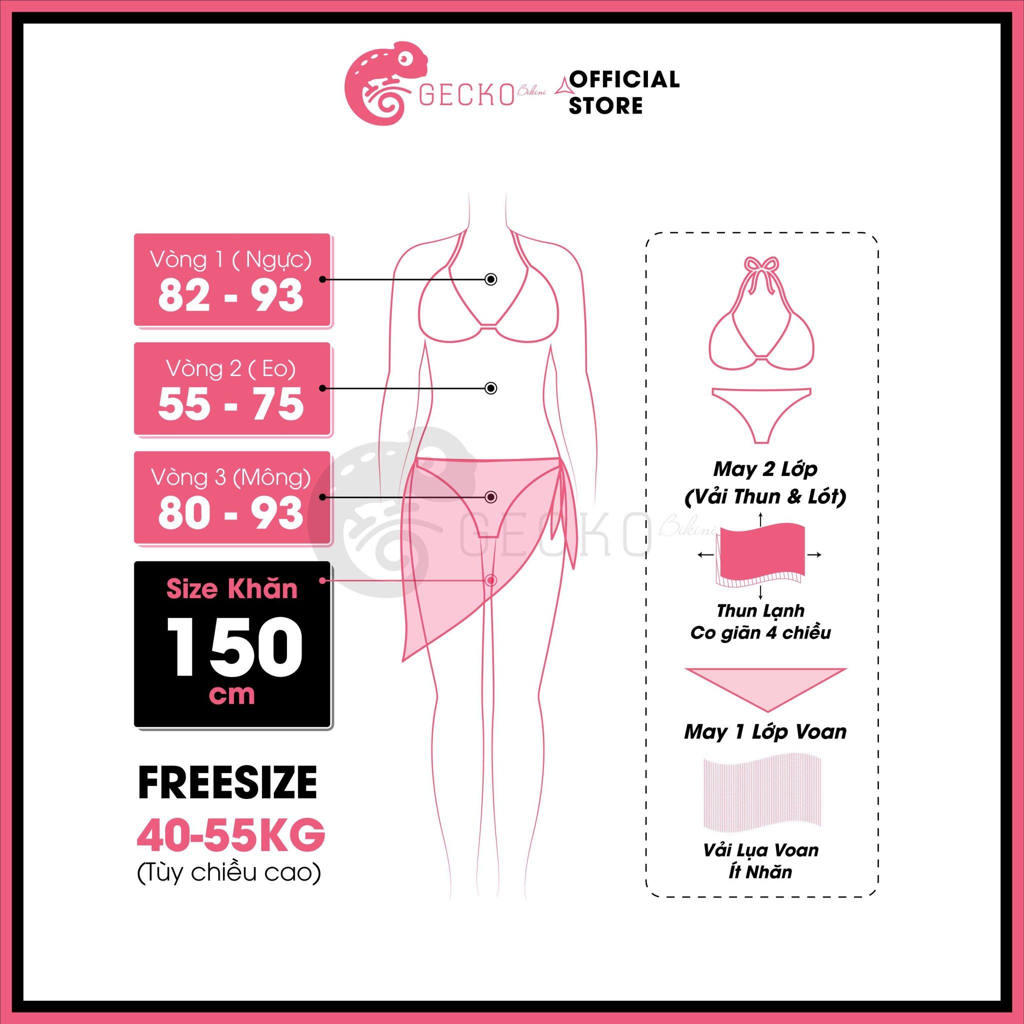  Combo 3 Món Bikini Áo Bèo Kèm Khăn Bèo GECKO 4CB17 