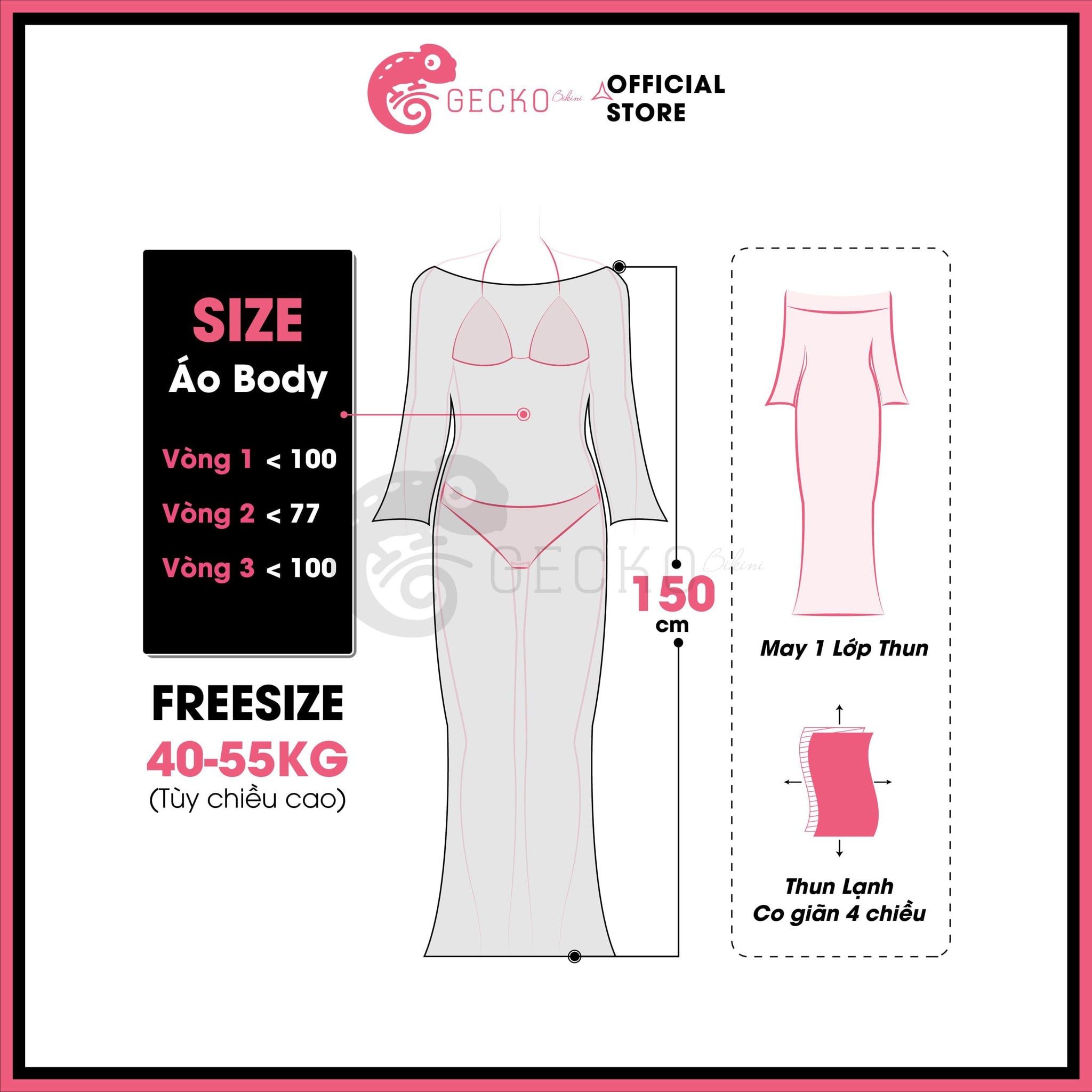  Áo Lưới Body Dáng Dài Mặc Kèm Bikini Trễ Vai Xuyên Thấu GECKO 3PK16 