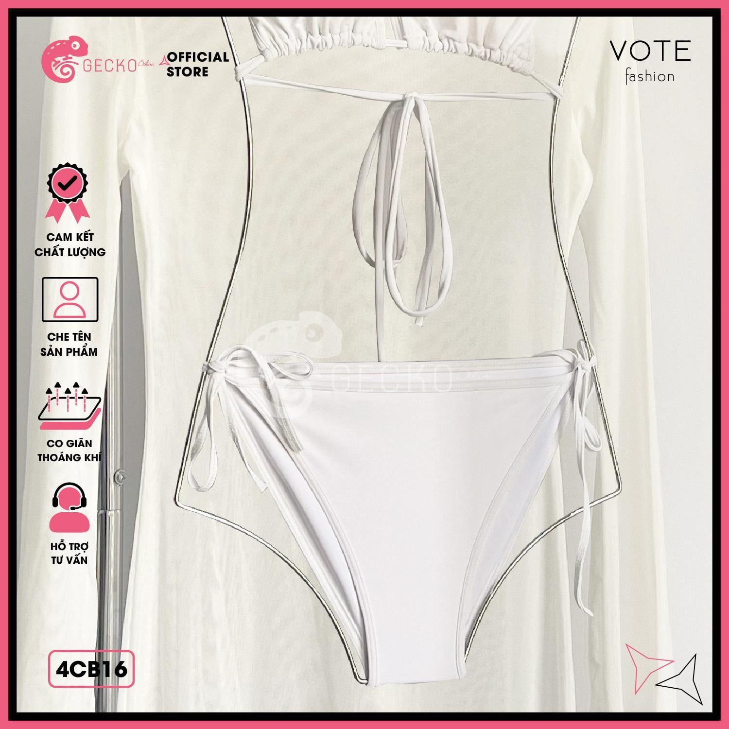  Combo 3 Món Bikini 2 Mảnh Phối Áo Lưới Trễ Vai Mặc Ngoài GECKO 4CB16 