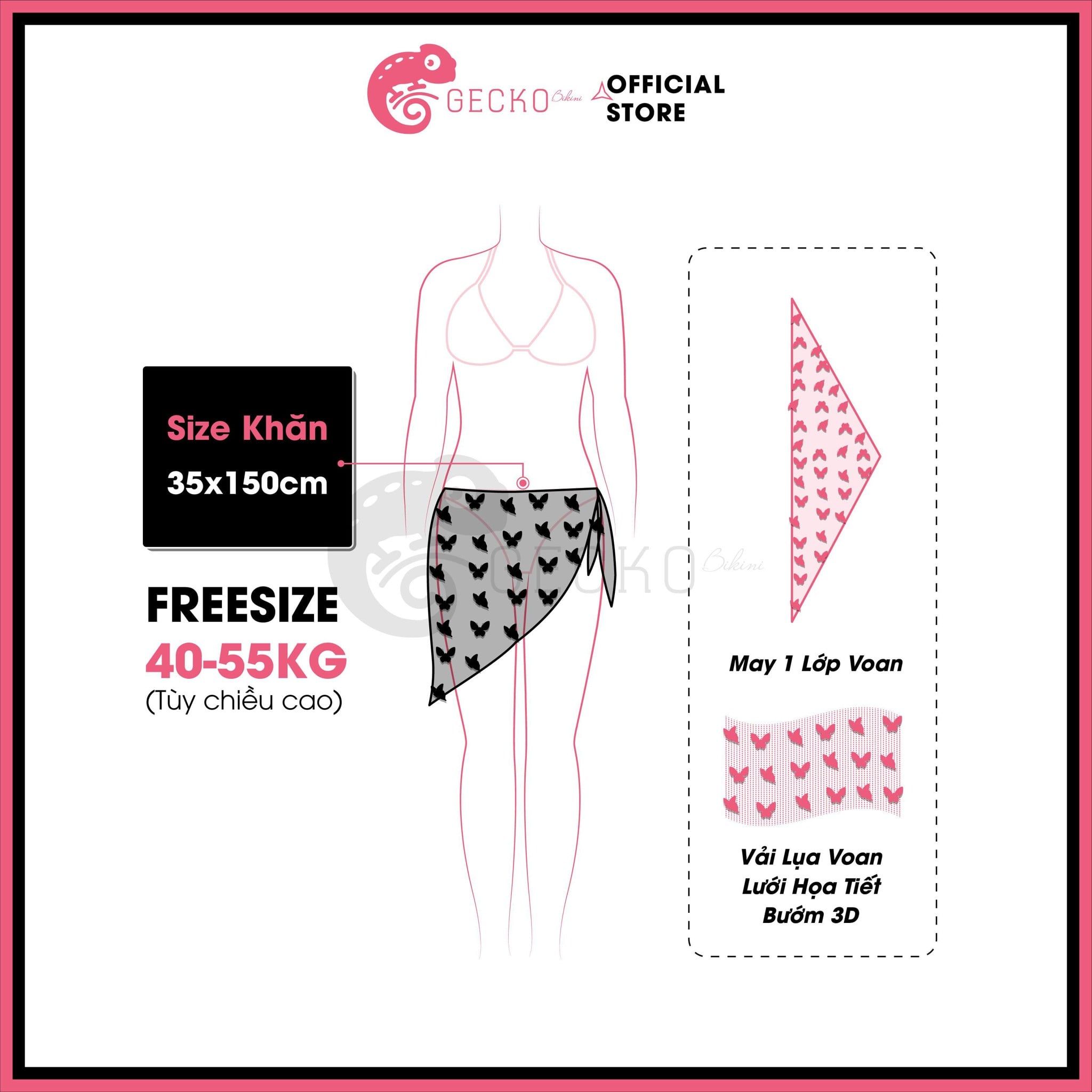  Khăn Quấn Voan Lưới Hoạ Tiết In 3D Mặc Kèm Bikini GECKO 3PK01 