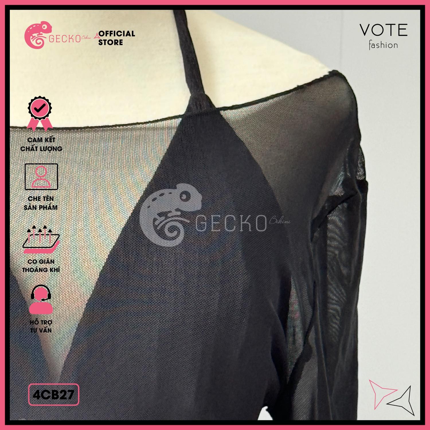  Combo 3 Món Bikini Xốp Nhật Áo Lưới Trễ Vai Dáng Ngắn GECKO 4CB27 